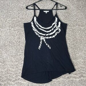 CAbi Black and White Rope Design Camisole